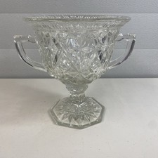 LARGE TRIUMPH GLASS  CRYSTAL CUP STYLE WITH HANDLES  VINTAGE VASE 9.5" TALL@L