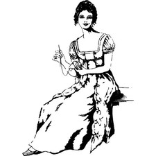 'Regency Sewing Lady' Unmounted Rubber Stamp (RS003867)