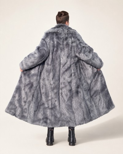 Genuine fox fur coat - fur, silver
