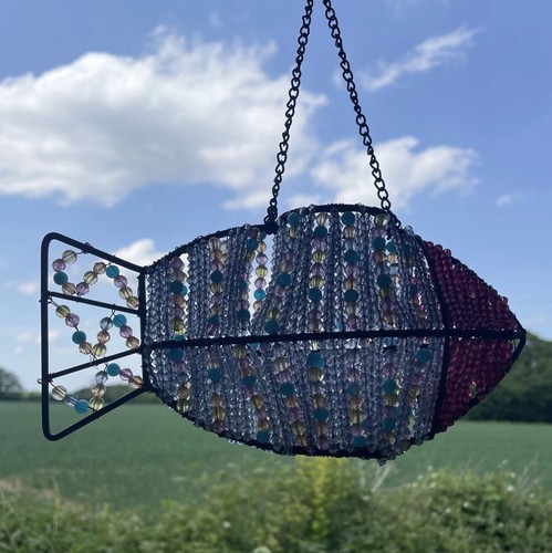 Handmade beaded fish - handmade, candle