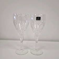 2 x Royal Doulton Crystal Dorchester Cut Pattern Wine Glasses 