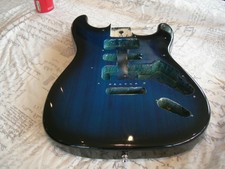 UNUSED R/H Strat Type Guitar Body, Basswood, Unloaded, Blue /Black finish (B2)