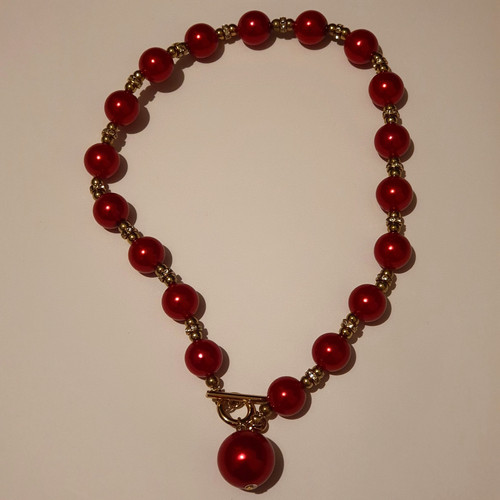 Gold tone red - gold, faux