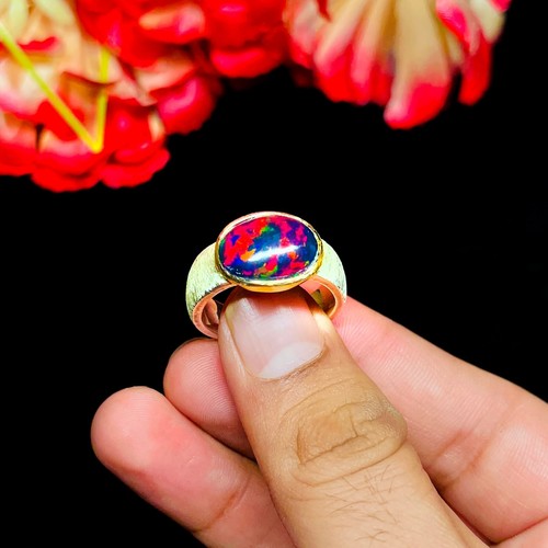 6ct natural black opal ring - black,