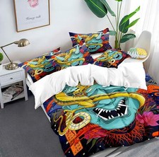2/3Pcs Bedding Set Japanese Ukiyo-e Quilt Duvet Cover Single Double King Size UK