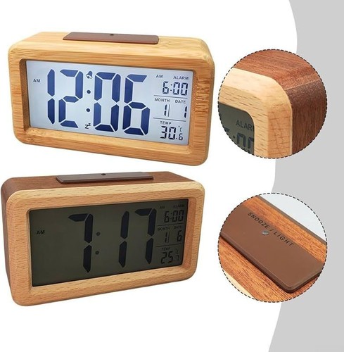 Digital alarm clock wooden - digital,
