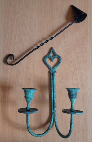 Antiqued metal double sconce