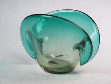 STRIKING VINTAGE MURANO Glass Clam Shell Posy Vase Graduated Green 1960s