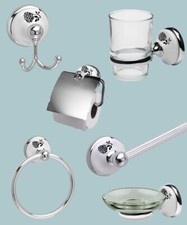 Polished Chrome Bathroom Accessories White Ceramic Inserts Black Dahlia Design