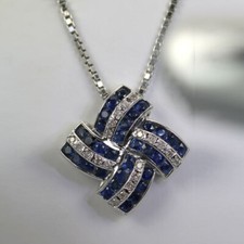 Blue Sapphire Cluster Pendant