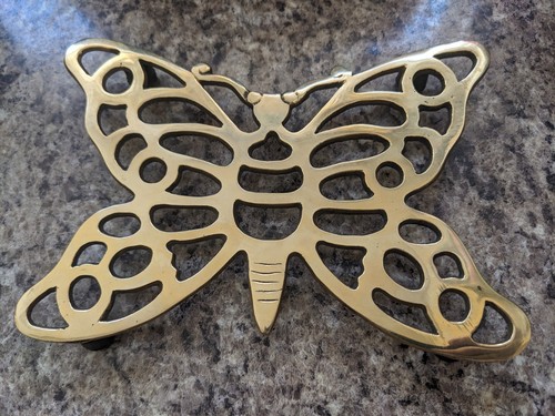 Brass butterfly trivet - butterfly,