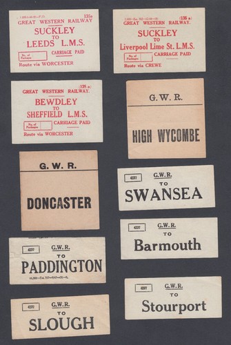Ten old luggage - labels, all