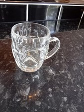 Vintage Half Pint Dimpled Beer Glass with Flat Circle on one side