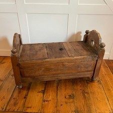 Antique Carved Dowry Chest Storage Bench With Top Door Early 20th Century