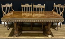 19th Century Style  gilt-coloured and simulated walnut dining table And Chairs