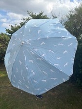 Vintage Style Pale Blue Garden Umbrella / Parasol - Seagulls / Birds - Great!