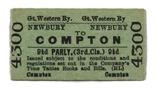 1903 GWR NEWBURY to COMPTON THIRD CLASS EDMONDSON RAILWAY TICKET