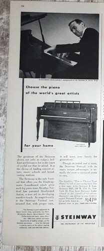 1952 steinway vintage print - vintage, ad