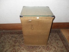 Vintage Edward Day Ltd Lloyd Loom style Laundry Cabinet Storage Basket Box