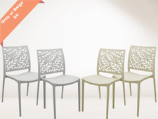 Plastic Stylish Lounge Kitchen Dining Chair Retro Bistro Outdoor Indoor Set of 4