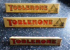 RARE VINTAGE TOBLERONE WRAPPER LABEL CANDY BOX CONFECTIONERY X 3 - ADVERTISING