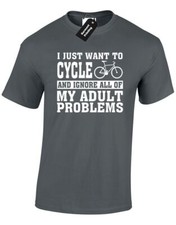 I JUST WANT TO CYCLE MENS T SHIRT EXERCISE FITNESS BIKE BICYCLE CYCOLOGYST NEW