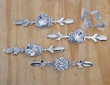 Crystal Glass Drawer Knobs With Backplates Silver X 4