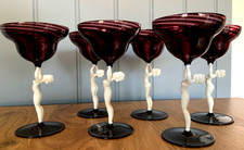 Istvan Komaromy Glass Set of Six Art Deco Champagne Glasses 15cms