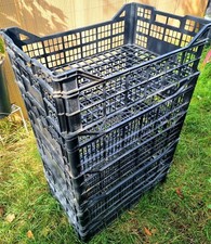 4 x Large Plastic Stackable Garden Crate Tray 60x40x20cm Storage Box Container