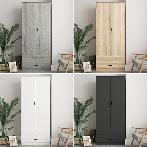 Tall wooden door wardrobe - wooden,
