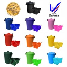 50L Bin with [3 x 40L] Flexi Tub Set Assorted Colour for Home Garden Storage UK