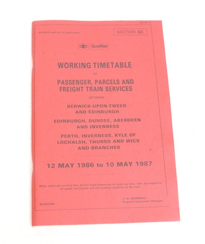 Railway working timetable - working,
