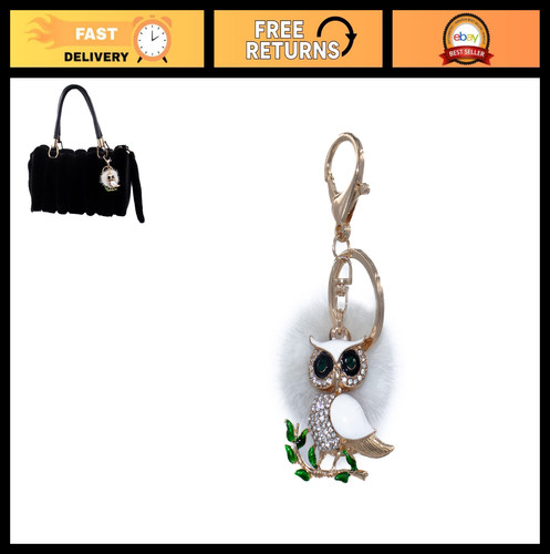 Fluffy owl keychain stylish - owl,