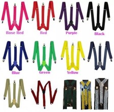Mens Ladies Unisex Adjustable Braces Suspenders Fancy Dress Clip On