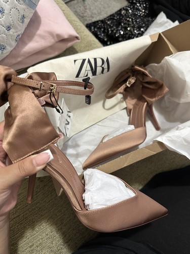 Zara new pink satin pointed - zara,