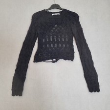 Zara Cropped Black Knit Jumper Long Sleeve Backless Size Small