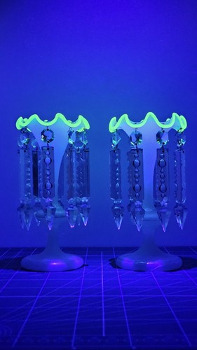 Pair victorian opaline - opaline, glass