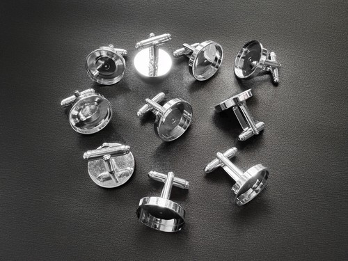 Silver tone brass - silver, cufflink
