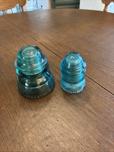 Vintage pair green glass - pair,