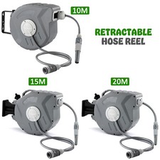 10/15/20m Garden Patio Hose Reel Wall Mounted Retractable Auto Rewind Pipe 180°