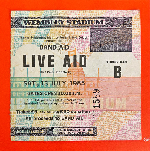 Live aid rock concert ticket - aid,