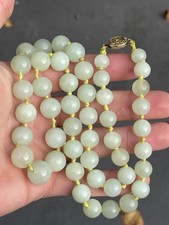 Jade Silver Clasp Heavy Necklace 110.6 Grams￼