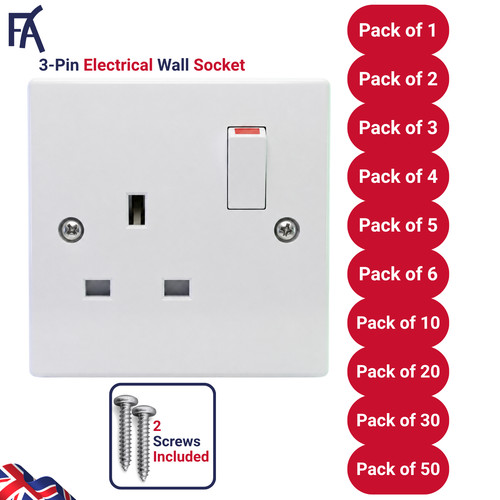 13a single gang white wall - 13a,