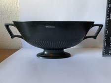 Rare Vintage Large Wedgwood Black Ravenstone Mantle Vase Handles Modernist Retro