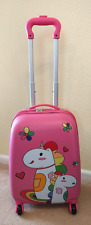 UNICORN LUGGAGE PINK Kids 4 Wheel Spinner HARDShell SUITCASE/CABIN BAG 47cm