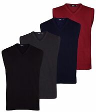 Mens Sleeveless V Neck Slipover Sweater Size: S - 5XL Golf Jumper Bodywarmer