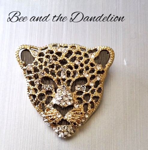 Leopard head brooch gold - leopard,