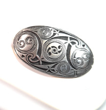 St Justin Celtic Knot Brooch Vintage Pewter Mystical Jewelry Wedding Gift Women