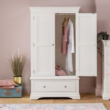 Wilmslow White 2 Door Double Wardrobe with Drawers-Slight Seconds-WLM12-F259
