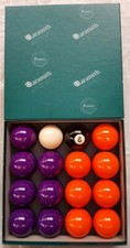 Aramith Premier 2" Purple & Orange Pool table balls, with golden 8 ball